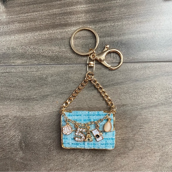 NEW Blue Purse Shape Decorative Bag Charm / Keychain - Non-Branded - Picture 1 of 4